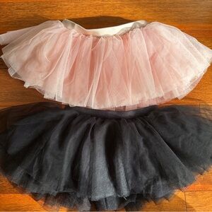 2- Bloch Girls Pink and Black Tulle Tutu Skirt Sz 4-6